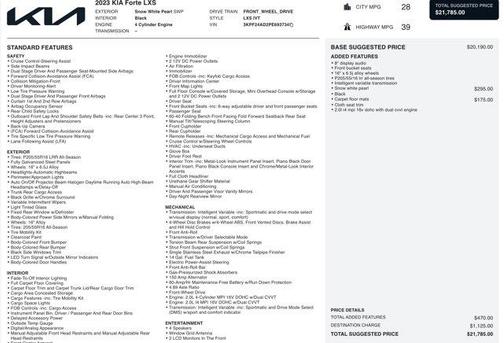 Snow White Pearl 2023 Kia Forte LXS