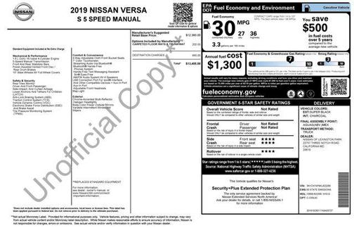Super Black 2019 Nissan Versa 1.6 S