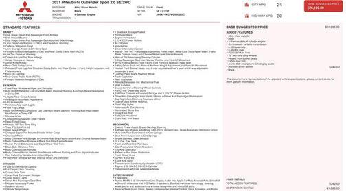 2021 Mitsubishi Outlander Sport SE