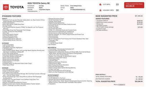 Ice Cap 2025 Toyota Camry SE