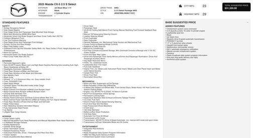 2025 Mazda CX-5 2.5 S Select Package