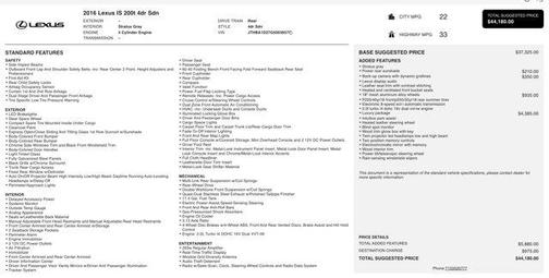 2016 Lexus IS 200t Base