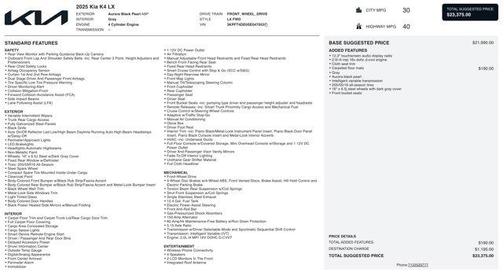 2025 Kia K4 LX