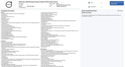 2023 Volvo S60 Recharge Plug-In Hybrid T8 Plus Dark Theme