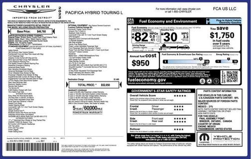 2022 Chrysler Pacifica Hybrid Touring L