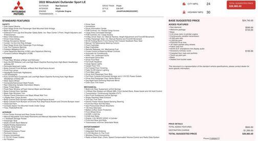 2022 Mitsubishi Outlander Sport 2.0 LE