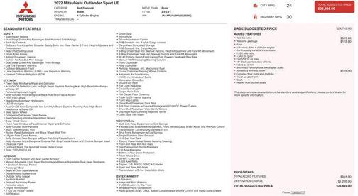 2022 Mitsubishi Outlander Sport 2.0 LE