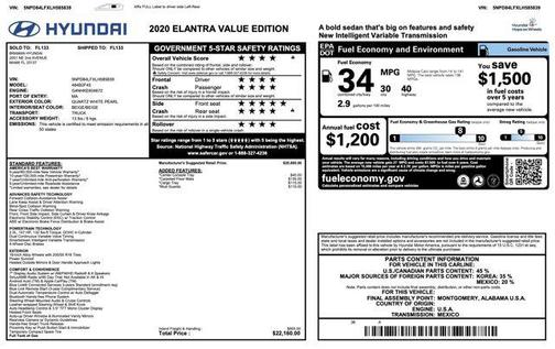 2020 Hyundai ELANTRA Value Edition
