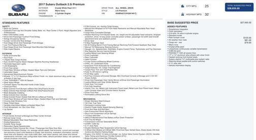 2017 Subaru Outback 2.5i Premium