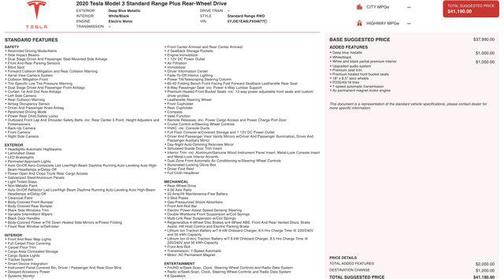 2020 Tesla Model 3 Standard Range