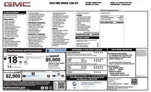 Summit White 2025 GMC Sierra 1500 SLT