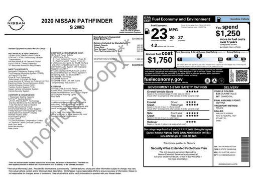 2020 Nissan Pathfinder S 2WD