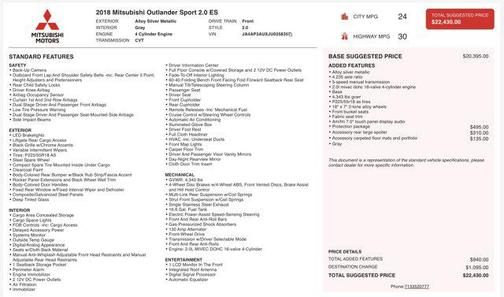 2018 Mitsubishi Outlander Sport 2.0 LE