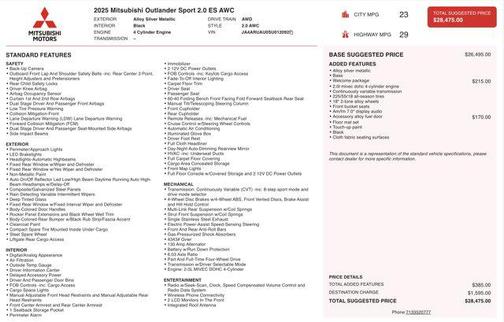 2025 Mitsubishi Outlander Sport 2.0 ES