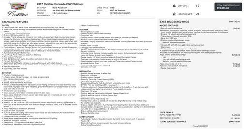 2017 Cadillac Escalade ESV Platinum