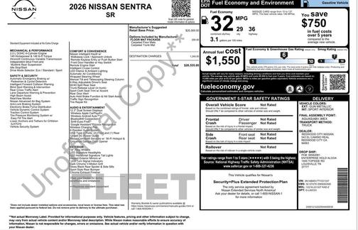 Gun Metallic 2026 Nissan Sentra SR