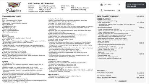 Crystal Red Tintcoat 2016 Cadillac SRX Premium Collection