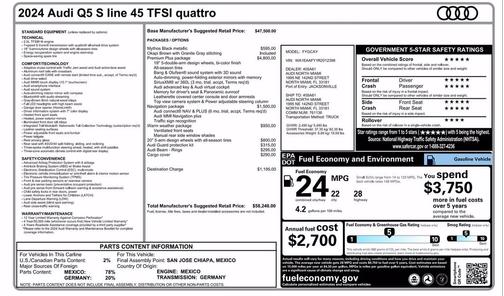 Mythos Black Metallic 2024 Audi Q5 45 S line Premium Plus