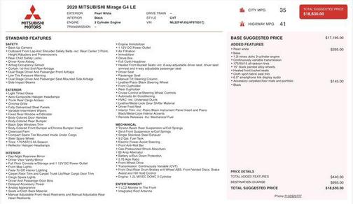 2020 Mitsubishi Mirage G4 LE