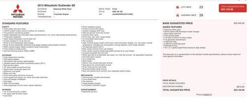 2012 Mitsubishi Outlander SE