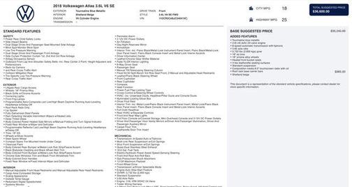 2018 Volkswagen Atlas 3.6L SE