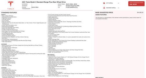 2021 Tesla Model 3 Standard Range Plus