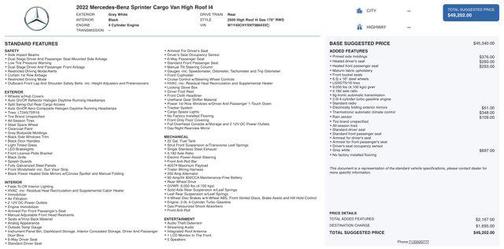 2022 Mercedes-Benz Sprinter 2500 High Roof