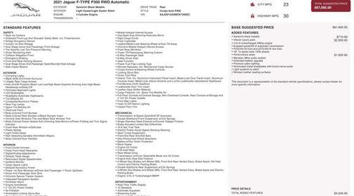 2021 Jaguar F-TYPE P300 RWD Automatic