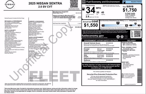 Fresh Powder 2025 Nissan Sentra SV