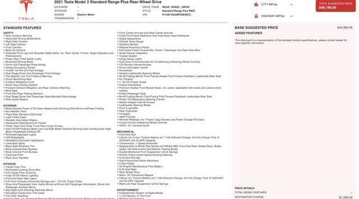 2021 Tesla Model 3 Standard Range Plus