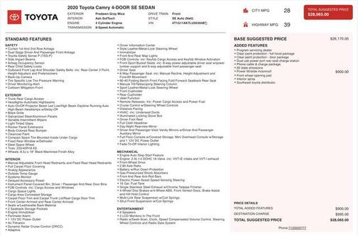 2020 Toyota Camry SE