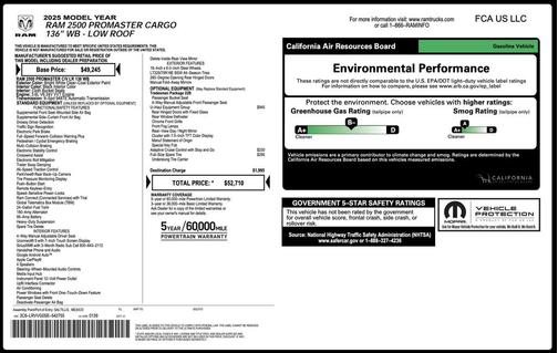 Bright White Clearcoat 2025 RAM ProMaster 2500 Tradesman
