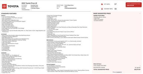 2025 Toyota Prius LE