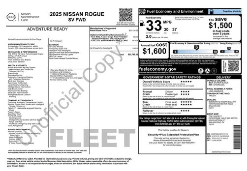 Super Black 2025 Nissan Rogue SV