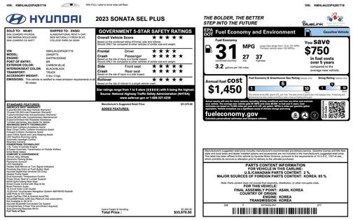 Carbon Blue 2023 Hyundai SONATA SEL Plus