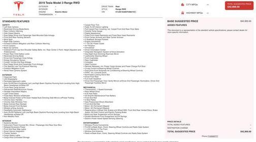 2019 Tesla Model 3 Standard Range Plus