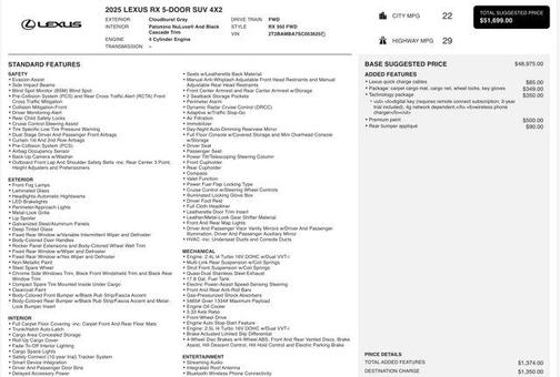 2025 Lexus RX 350 Premium