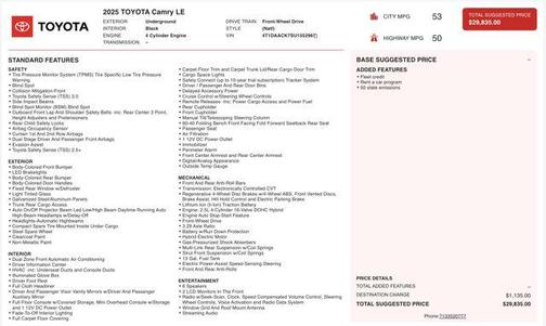 Black 2025 Toyota Camry LE