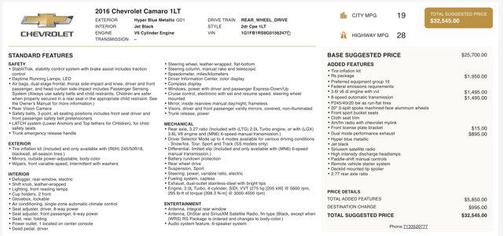 2016 Chevrolet Camaro 1LT