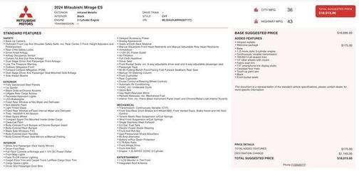 2024 Mitsubishi Mirage ES