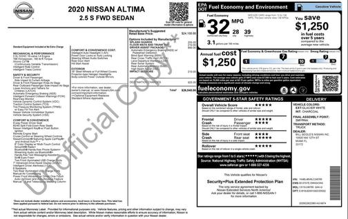 Glacier White 2020 Nissan Altima S FWD