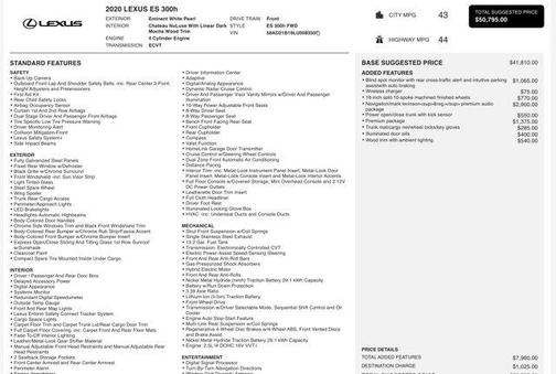 2020 Lexus ES 300h Base