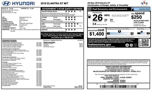 Symphony Air Silver 2018 Hyundai Elantra GT Base