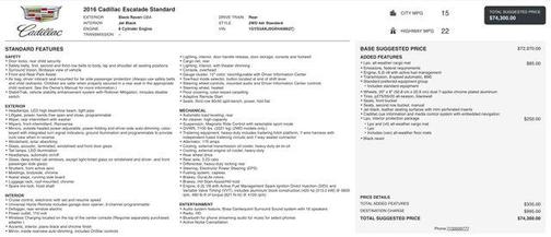 2016 Cadillac Escalade Standard