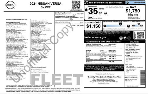 2021 Nissan Versa 1.6 SV