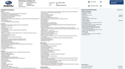 2018 Subaru Outback 2.5i