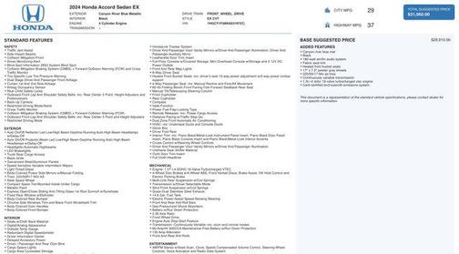 Canyon River Blue Metallic 2024 Honda Accord EX