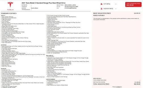 2021 Tesla Model 3 Standard Range Plus
