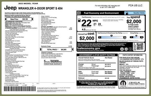 2023 Jeep Wrangler Sport S