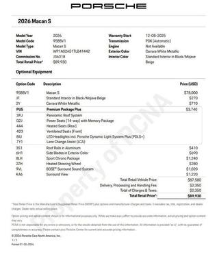 2026 Porsche Macan S